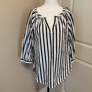 Lauren Ralph Lauren Petite white/black stripes shirt, cotton, L
